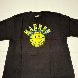 Market Smiley Basketball Graphic T-Shirt Mens Large Black Short Sleeve Cotton